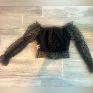 SHEIN Sheer Polka Dot Crop Top